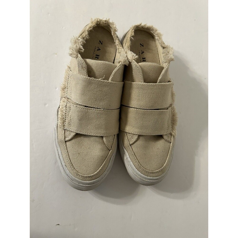 Zara Canvas Slip Ons Size EU 39 US 8-8 1/2 Distress Trim